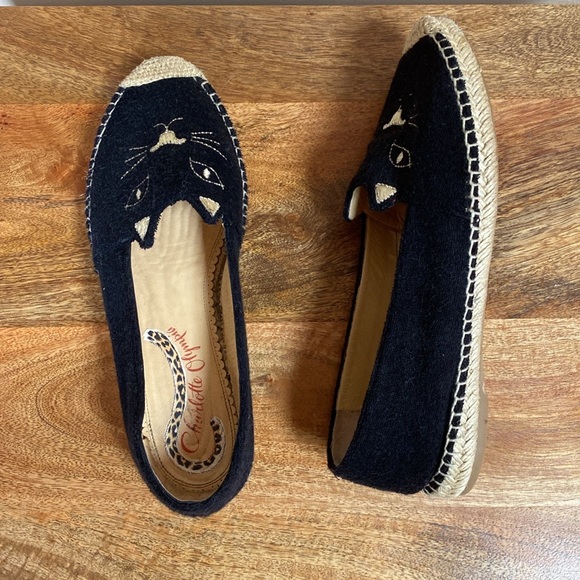 Charlotte Olympia Black Terrycloth KITTY ESPADRILLES  Shoes Raffia - Picture 4 of 16